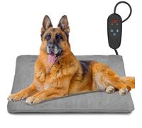 petnf Tapis Chauffant pour Chien et Chat 60 x 90 cm - Réglage 6 Températures, Minuterie 24h, Arrêt Automatique, Câble Anti-Morsure - Gris