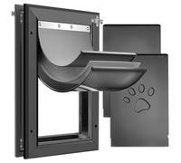 Petoasis - Porte pour Chien en Aluminium Robuste avec Serrure, 3 Volets, isolée, Manuel d'installation (français Non Garanti), ne Rouille Pas (Indestructible) (Noir, Taille Moyenne pour Porte)