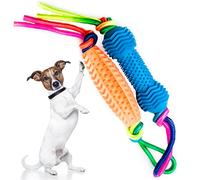 Petopedia Lot de 2 jouets à mâcher pour chien avec corde - Jouets pour chiots à partir de 8 semaines, petits et moyens chiens - Os et maïs flexibles - Interactif, ennui, dentition, mastication