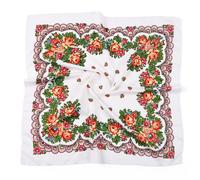 PETOSA Écharpes carrées russes foulards pour la tête bandeaux ukrainiens foulard musulman hijab bandana traditionnel châles enveloppes tissu fleur turban étoles, blanc 2, 70x70cm