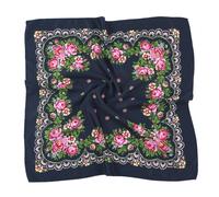 PETOSA Foulards carrés russes pour tête ukrainienne bandeau musulman hijab traditionnel bandana châles enveloppements en tissu, noir foncé, 70X70cm