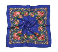 PETOSA Foulards carrés russes pour tête ukrainienne bandeau musulman hijab traditionnel bandana châles enveloppements en tissu, bleu marine, 70X70cm