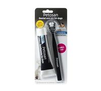 Petosan Kit de soins dentaires pour petits chiens - Brosse à dents et dentifrice pour chien (3-6 kg) - Enlèvement de la plaque et du tartre, haleine fraîche, recommandé par les vétérinaires, saveur