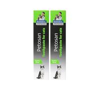Petosan Lot de 2 dentifrices pour chats - 2 x 70 g de dentifrice à saveur de volaille pour soins dentaires pour chat - Anti-tartre, contrôle de la plaque, approuvé par les vétérinaires - Haleine