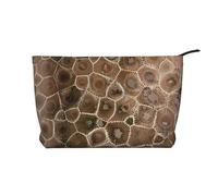 Petoskey Stone Trousse de maquillage multifonction en velours côtelé avec fermeture éclair 22 x 7 x 17 cm pour voyage, camping, vacances, fitness, Noir , Taille unique