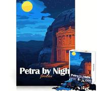 Petra by Night,Jordan Teenagers Puzzle 1000 pièces Stimulation Cognitive Loisirs paisibles Découpe Nette (38x26cm)