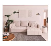 Petra - canapé d'angle réversible - convertible avec coffre - 4 places - en velours - Beige