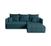 Petra - canapé d'angle réversible - convertible avec coffre - 4 places - en velours - Bleu canard