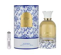 Petra Eau de parfum 100 ml, parfum arabe unisexe de longue durée, avec atomiseur rechargeable 5 ml, parfum arabe floral fruité gourmand avec prune, noix de coco, praline et vanille (Petra)