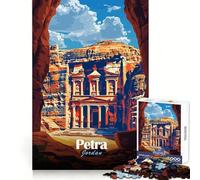 Petra,Jordanie Affiche de Voyage Puzzle Adulte 1000 pièces Jeu de mémoire et de Pleine Conscience Loisirs Bords Nets Cadeau créatif (38x52cm)