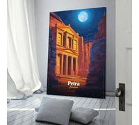 Petra, Jordanie, vue nocturne, affiche, art mural, peinture, affiche, impression sur toile, affiches, œuvres d'art, décoration de chambre, cadeaux pour enfants, 20 x 30 cm