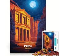 Petra, Jordanie, Vue Nocturne Puzzle de 1000 pièces pour Adultes Puzzle Stimulant la mémoire et la détente Idée Cadeau de Noël (50x75cm)