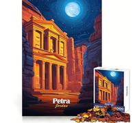 Petra, Jordanie, Vue Nocturne Puzzle de 1000 pièces pour Adultes Puzzle Stimulant la mémoire et la détente Idée Cadeau de Noël (50x75cm)