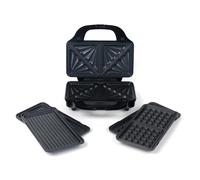 Petra PT2143TVDEEU7 Appareil 3 en 1 à Croque Monsieur Gaufrier et Presse à Panini, Machine à Gaufres Croques et Gril, Plaques XL 28.5cm Amovibles, Revêtement Antiadhésif, Voyants Lumineux, 900W