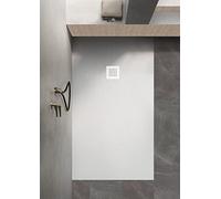 Petra-Receveur de douche en céramique effet pierre 120x80x3cm blanc