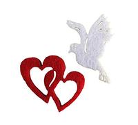Petra's Bastel News Lot de 60 décorations à Disperser Colombe avec Double cœur en Feutre, Blanc, 18 x 12 x 3 cm