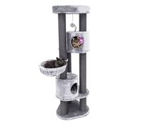 Petrebels Arbre à Chat Charlotte 180 cm Gris, Arbre à Chat avec Sofa XL, 2 niches et Hamac, Hauteur 180 cm