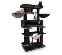 Petrebels Arbre à Chat Geant XXL, Lookout 198 cm, Noir, Arbre à Chat pour Grands Chats, extrêmement Stable, avec Ø 15cm Troncs en sisal Naturel