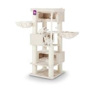 Petrebels Arbre à Chat Geant XXL Turnpike 200 Beige/Crème, 76 x 76 x 200 cm, avec poteaux de 15 cm de diamètre, Arbre à Chat pour Grands Chats