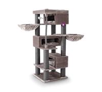 Petrebels Arbre à Chat Geant XXL Turnpike 200 Cappuccinoe, 76 x 76 x 200 cm, avec poteaux de 15 cm de diamètre, Arbre à Chat pour Grands Chats