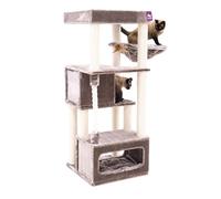 Petrebels Arbre à chat Lodge de 150 cm de haut, avec canapé XL, hamac et corde de jeu, arbre à chat pour plusieurs chats, couleur cappuccino