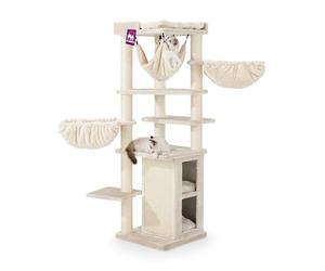 Petrebels Arbre à Chat Ramses 158 cm, Couleur Beige/Crème, Design Arbre à Chat avec Double XL Niches de Repos
