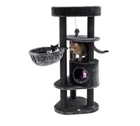 Petrebels Charlotte Arbre à chat avec hamac, surface de couchage et grotte, 134 cm de haut, noir
