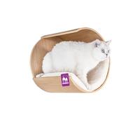 Petrebels Mur d'escalade, grotte pour chat Moon Ø 40 cm, arbre à chat mural, bois de couleur chêne, aspect rustique