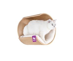 Petrebels Mur d'escalade, grotte pour chat Moon Ø 40 cm, arbre à chat mural, bois de couleur chêne, aspect rustique