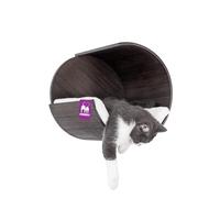 Petrebels Mur d'escalade, grotte pour chat Moon Ø 40 cm, arbre à chat mural, de qualité supérieure, en bois, couleur noir/marron aspect