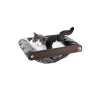 Petrebels Mur d'escalade, hamac pour chat Lazy 50 cm, arbre à chat, montage mural, bois de couleur noir/marron