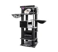 Petrebels Turnpike 200 Arbre à chat XXL, Noir, 76 x 76 x 200 cm, Arbre à gratter pour chats Maine Coon de grande taille