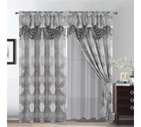 Petrichor Rideau de fenêtre avec cantonnière Fantaisie attachée