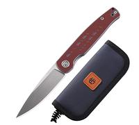 Petrified fish PFE07 Morse Couteau Pliant, 3 inch 154CM lame en acier, 3 OZ G10 Poignée Poche EDC Couteau Pliant (Red Satin)