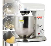 Pétrin électrique 3 en 1, 350 W/500 W, avec bol en acier inoxydable, crochet pétrisseur, fouet plat, mixeur multifonction, blanc, 7 L