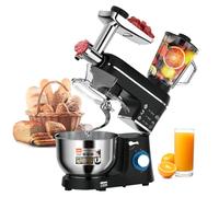 Pétrin électrique multifonction avec bol de 10 L, récipient de 1,5 L, hachoir à viande et mixeur pour la cuisson, la cuisson et le mixage - Accessoires lavables au lave-vaisselle inclus