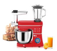 Pétrin électrique multifonction avec bol de 10 L, récipient de 1,5 L, hachoir à viande et mixeur pour la cuisson, la cuisson et le mixage - Accessoires lavables au lave-vaisselle inclus