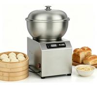 Pétrin électrique professionnel 2200 W, Pétrin vertical (capacité 5kg / 8kg | Acier inoxydable, avec cuve amovible, double rotation, minuteur de 30 minutes, couvercle transparent(With heating,5kg)