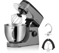 Pétrisseur 1800 W Robot Multifonction Avec Bol 5L Avec Poignée Et Couvercle,8 Vitesses,Avec Panneau Tactile 3 Pièces (Silver)