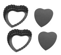PetriStor Lot de 2 moules à tarte en forme de cœur avec fond amovible - 11,2 x 10,5 x 2 cm - Moule à quiche et tarte en forme de cœur - strié - Acier au carbone robuste - Avec fond amovible