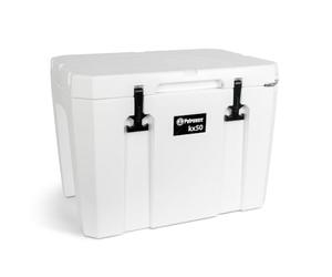 Petromax Glacière Blanche - Glacière Passive sans électricité | Récipient isotherme robuste et portable pour la pêche et le camping avec fonction assise - Pour 70 canettes ou 20 bouteilles