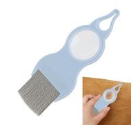 Pets Combs Indoor Cats, Brush Magnifier, 2.36x6.22x0.16 Inches, Metal Teeth Grooming Tool, Knots Remover, Pet Cleaning Aid for Home Cat Grooming Routine, Yellow and Blue