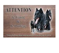 Pets-easy Attention Chien de Garde personnalisée Berger Belge Groenendael - pré perforée et vis fournies. De 30 cm à 15 cm…