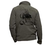 Pets-easy Blouson de chasse en polaire kaki personnalisé avec un sanglier, equipage et vénerie - veste de chasse taille 4XL
