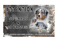 Pets-Easy.com Attention au Chien Berger Australien Bleu - pré percée et vis proposées. De 30 cm à 15 cm…