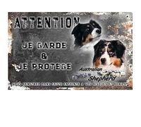 Pets-Easy.com Attention au Chien Berger Australien - pré percée et vis données. De 30 cm à 15 cm…