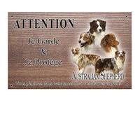 Pets-Easy.com Attention Chien de Garde personnalisée Berger Australien Rouge - pré percée et vis fournies. De 30 cm à 15 cm…