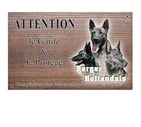 Pets-Easy.com Attention Chien de Garde personnalisée Berger hollandais - pré percée et vis données. De 30 cm à 15 cm…