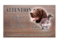 Pets-Easy.com Attention Chien de Garde personnalisée Braque Allemand - pré percée et vis livrées. De 30 cm à 15 cm…