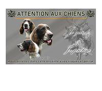 Pets-Easy.com Attention Chien personnalisée Epagneul français - pré perforée et vis fournies. De 30 cm à 15 cm…